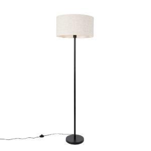 Floor lamp black with shade light gray 50 cm – Simplo