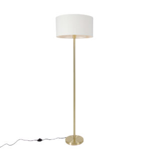 Floor lamp brass with shade white 50 cm – Simplo