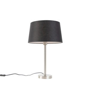 Modern table lamp steel with black shade 35 cm – Simplo