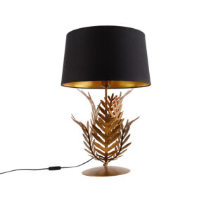 Table lamp gold with black cotton shade 40 cm – Botanica
