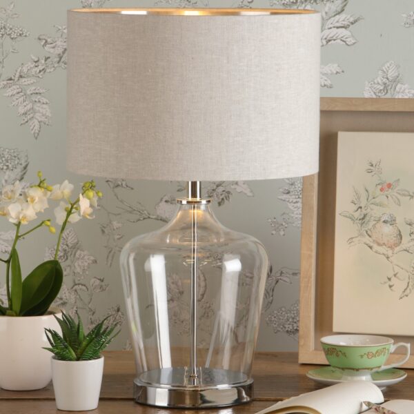 Laura Ashley Ockley Glass Touch Table Lamp With Grey Shade LA3756233-Q