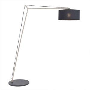 Alexandria Black Fabric Shade Floor Lamp With Matt Nickel Frame