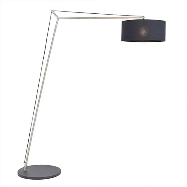 Alexandria Black Fabric Shade Floor Lamp With Matt Nickel Frame