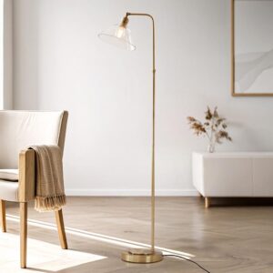 Canton Clear Glass Floor Lamp In Antique Brass