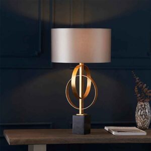 Carson Mink Fabric Table Lamp In Antique Gold