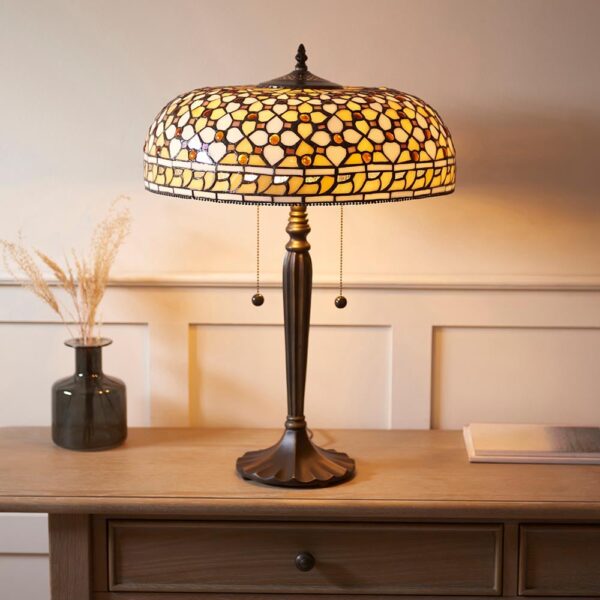 Magna Tiffany Glass Table Lamp In Multicolour