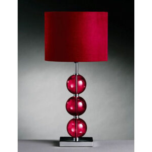 Miscona Red Fabric Shade Table Lamp With Chrome Base